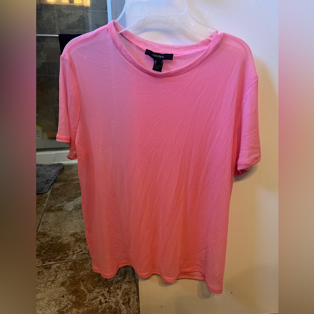 Pink Mesh Forever 21 T Shirt Size Large